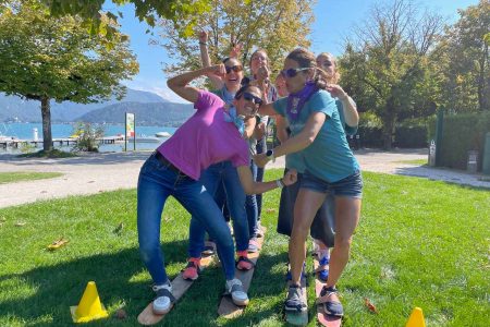 photo équipe de ski sur herbe